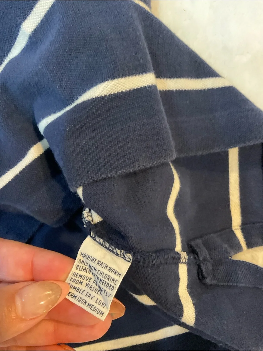 Vintage Polo Ralph Lauren Striped Golf Polo Shirt Size M Short Sleeve Navy